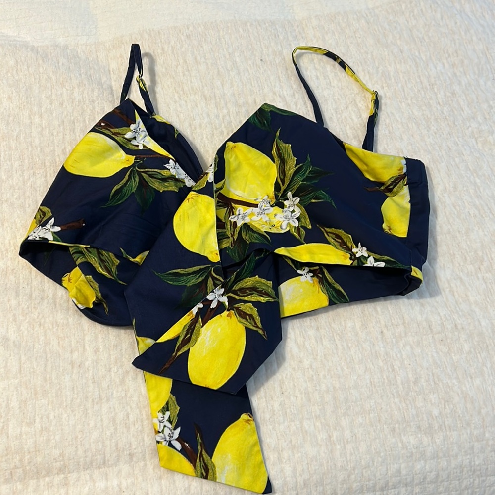 English factory spaghetti strap lemon bustier top size small. Like new